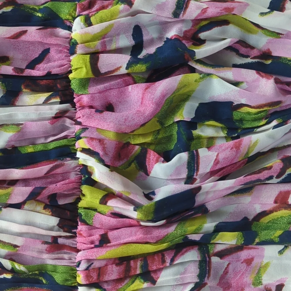 Abercrombie &‎ Fitch Floral Rouched Sweetheart Neckline Blouse Top Women Size M